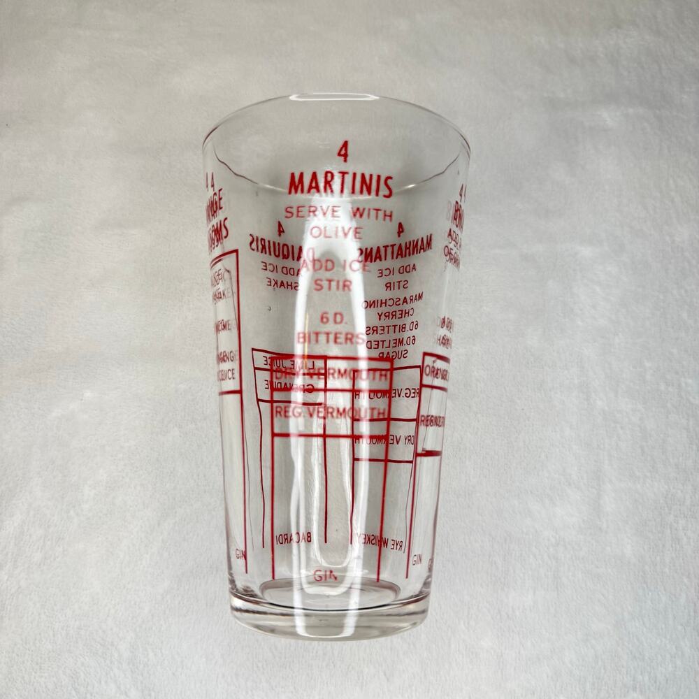 Vintage Federal MCM Cocktail Mixing Glass Cup Drink Recipe
